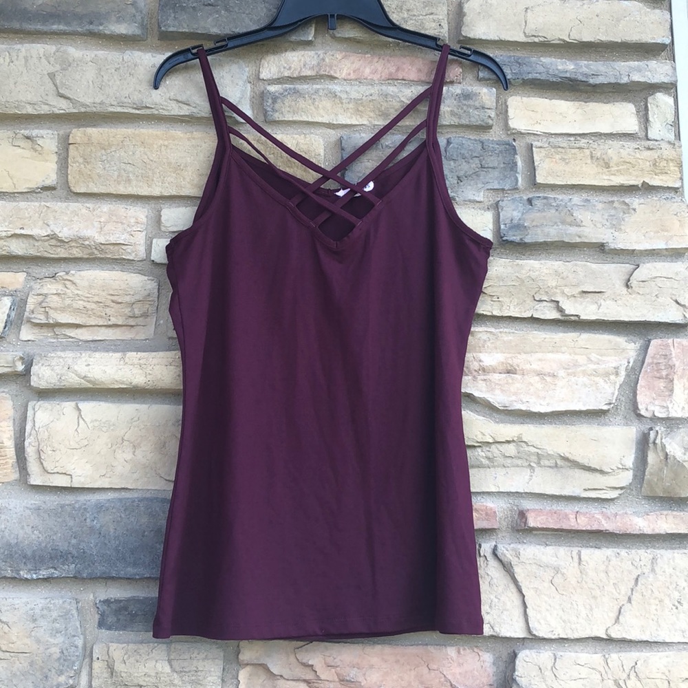 Criss cross front tank! Deep purple!